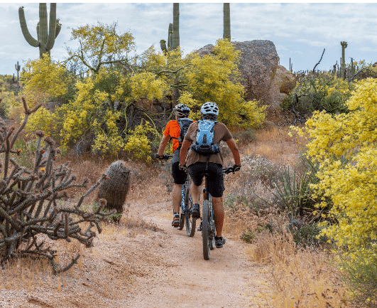 Two mountain bikers in Bonaire