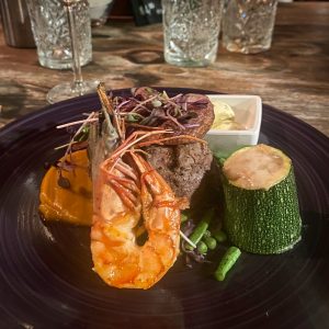 Surf and Turf dish from La Cantina Bonaire