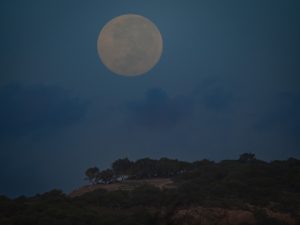 super blue moon setting over seru largu bonaire