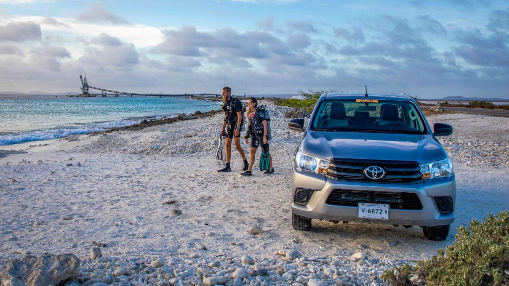 Dive and Drive on Bonaire with a rental truck from 123 Car Rental